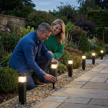 Solar LED Ground Lights with Automatic Dusk Sensor for Garden Paths and Driveways