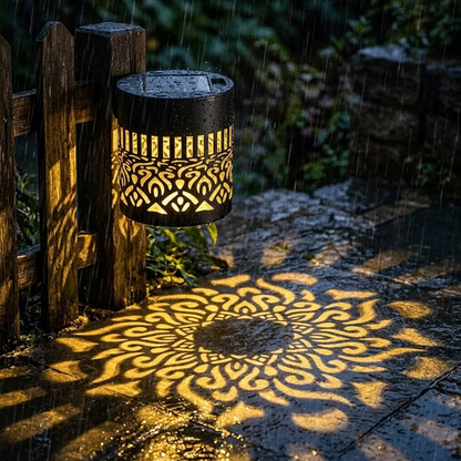 Solar Wall Light with Decorative Mandala Pattern and Automatic Dusk-to-Dawn Sensor