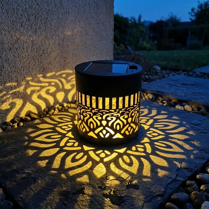 Solar Wall Light with Decorative Mandala Pattern and Automatic Dusk-to-Dawn Sensor