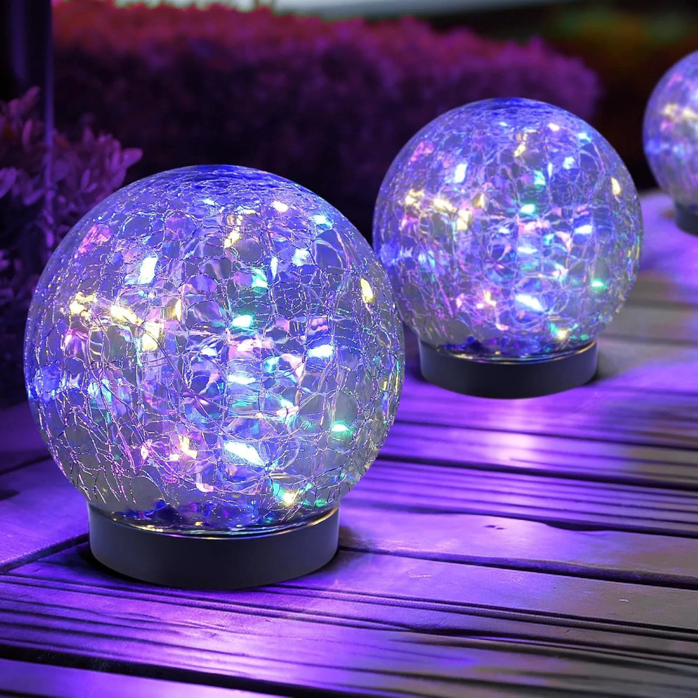Crackle Glass Solar Orb Light