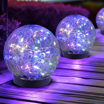 Crackle Glass Solar Orb Light