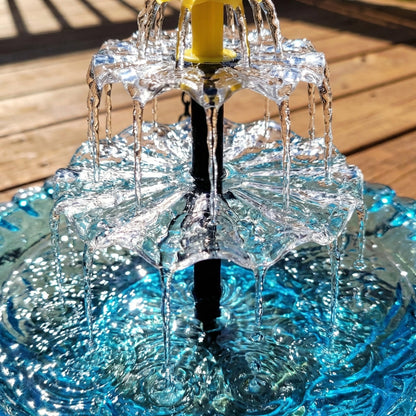 Solar-Powered Hanging Bird Bath Fountain with Two-Tier Glass Bowl and Metal Chain Hook