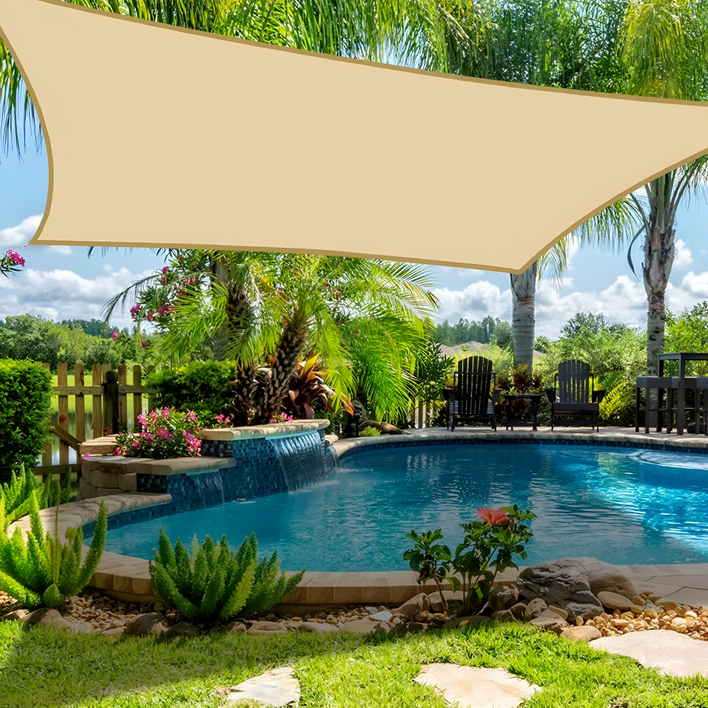 Rectangular Waterproof Sun Shade Sail with UV Protection for Terrace and Garden Use