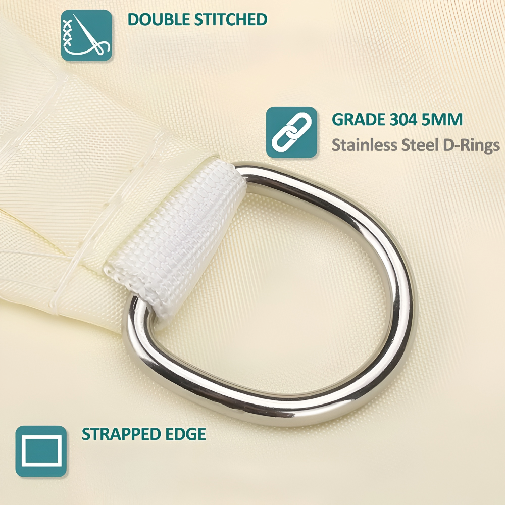 Rectangular Waterproof Sun Shade Sail with UV Protection for Terrace and Garden Use