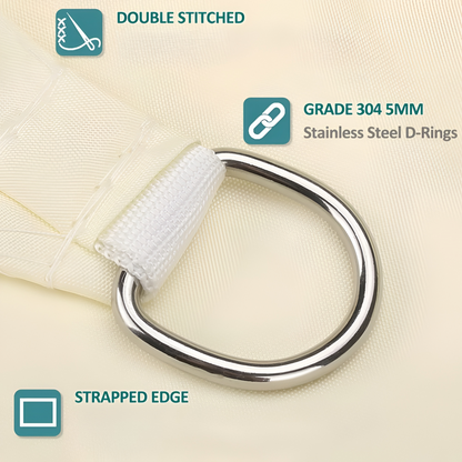 Rectangular Waterproof Sun Shade Sail with UV Protection for Terrace and Garden Use
