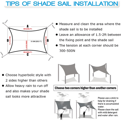 Rectangular Waterproof Sun Shade Sail with UV Protection for Terrace and Garden Use