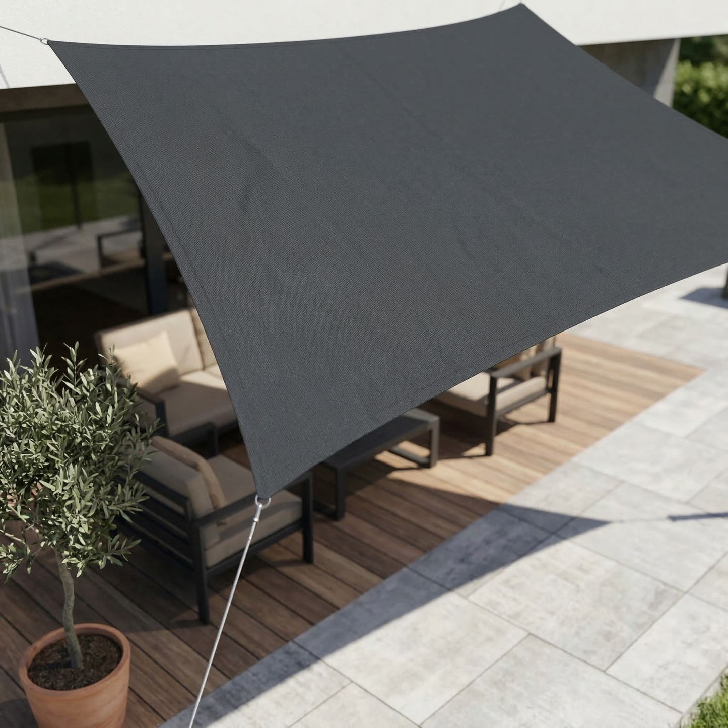 Rectangular Waterproof Sun Shade Sail with UV Protection for Terrace and Garden Use