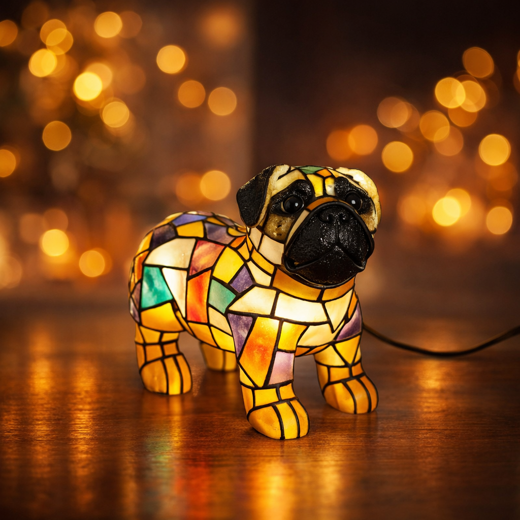 Resin Dog Figurine Table Lamp