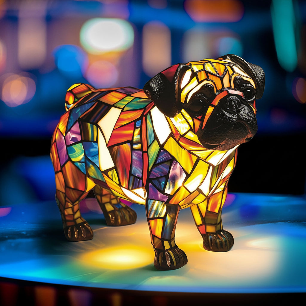 Resin Dog Figurine Table Lamp