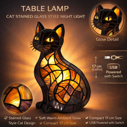 Stained Glass Cat Night Light