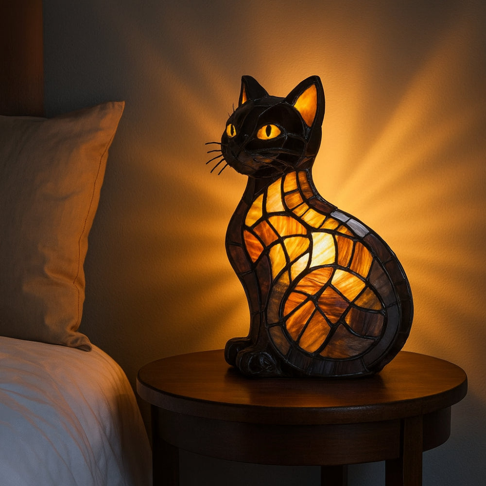 Stained Glass Cat Night Light