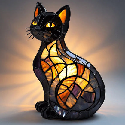 Stained Glass Cat Night Light