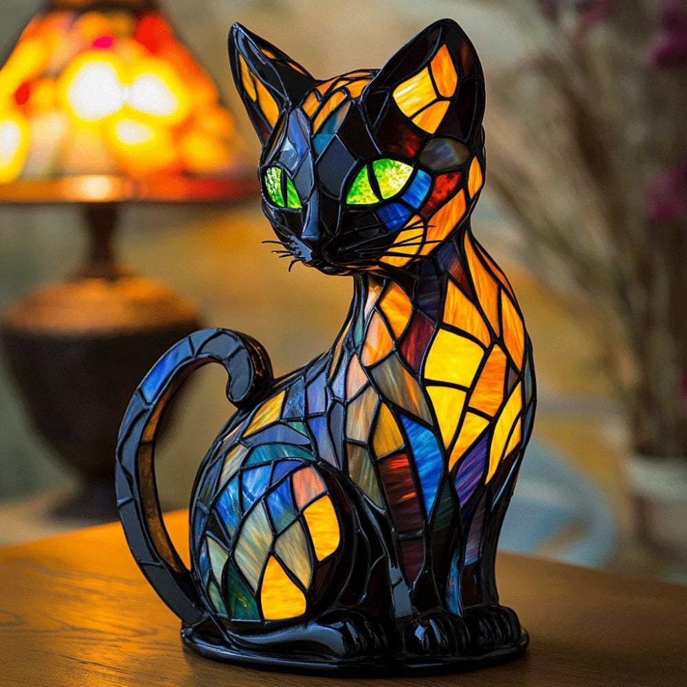 Stained Glass Cat Night Light