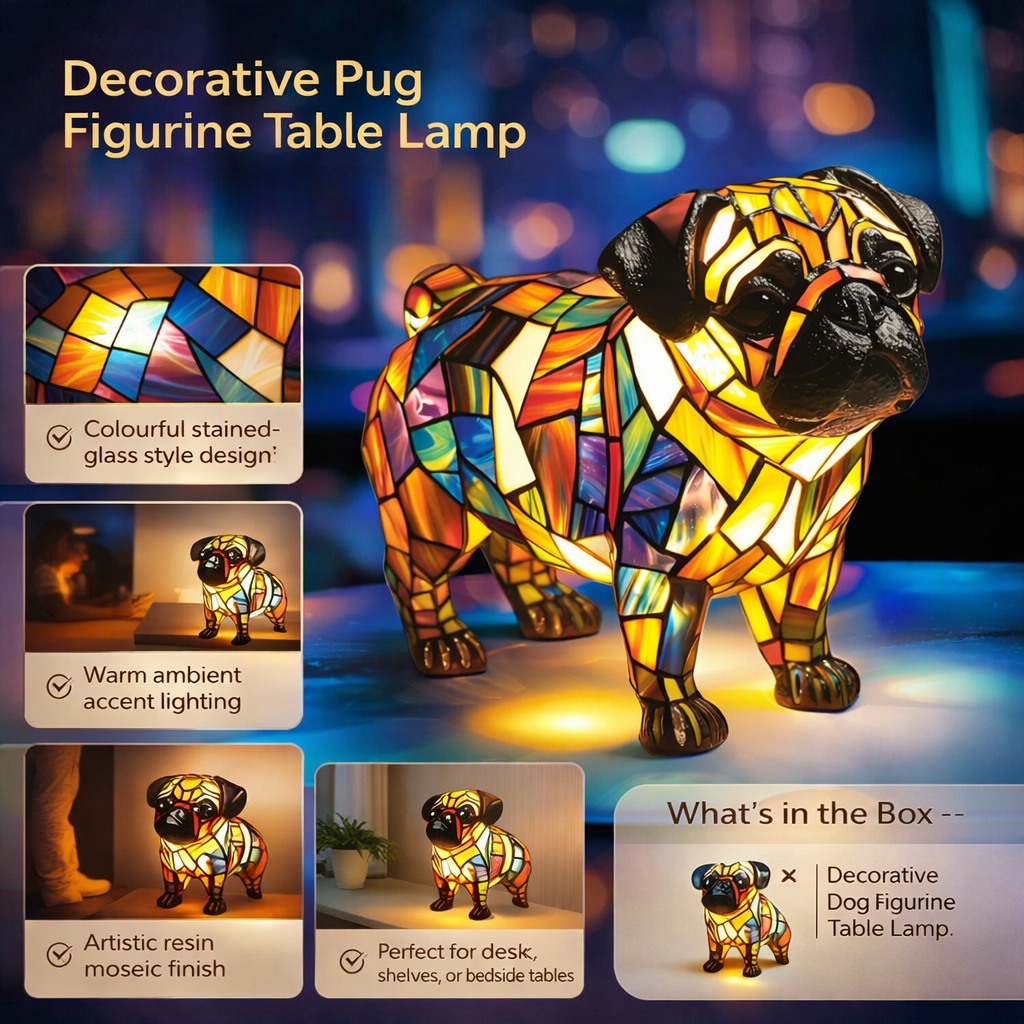 Resin Dog Figurine Table Lamp