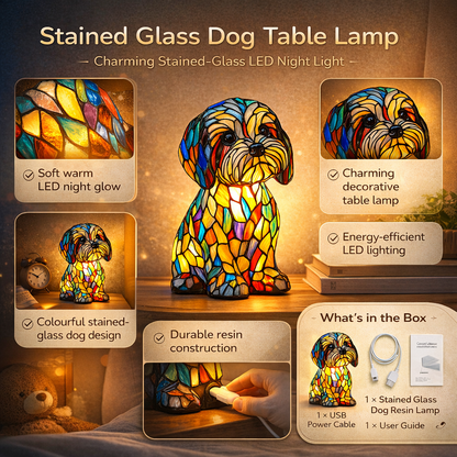 Stained Glass Dog Night Light