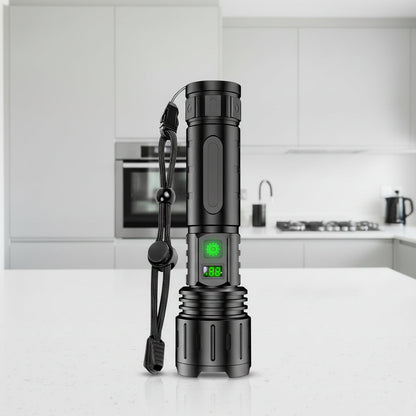 LED Aluminum Flashlight with 100000 Lumen Output, USB-C Charging and Power Bank Function