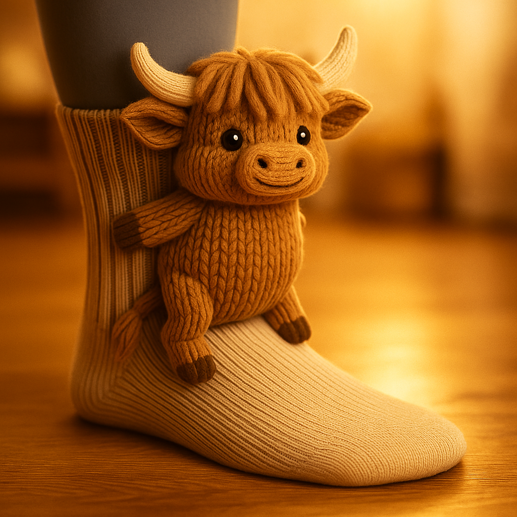 Plush Winter Socks with Non-Slip Grip and Breathable Fabric in Animal Slipper Style