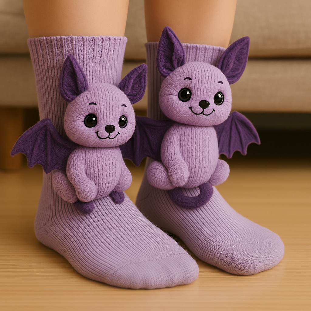 Plush Winter Socks with Non-Slip Grip and Breathable Fabric in Animal Slipper Style