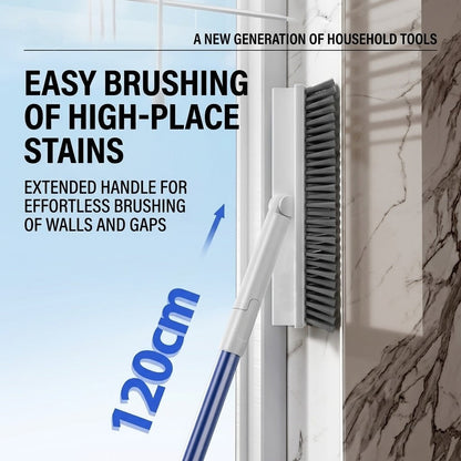 Rotating Head Corner and Grout Cleaning Brush with Long Non Slip Handle 180° Stiff Bristle Scrubber