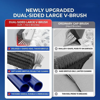 Rotating Head Corner and Grout Cleaning Brush with Long Non Slip Handle 180° Stiff Bristle Scrubber
