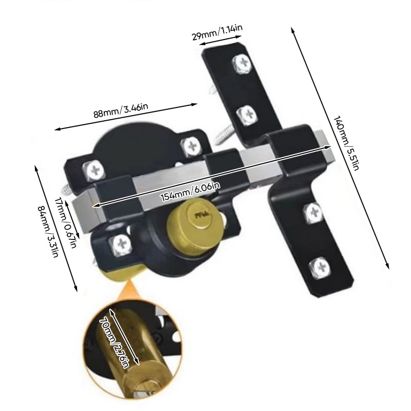 Rust-Resistant Outdoor Gate Lock with Key and Spring-Loaded Bolt for Garden Gates