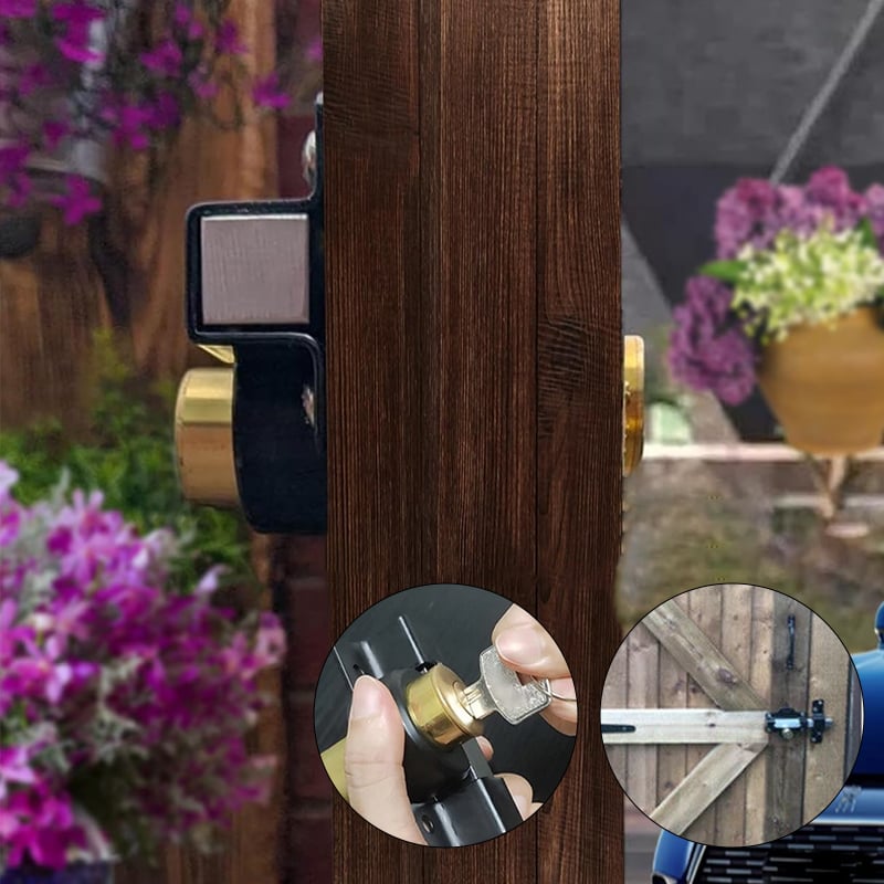 Rust-Resistant Outdoor Gate Lock with Key and Spring-Loaded Bolt for Garden Gates
