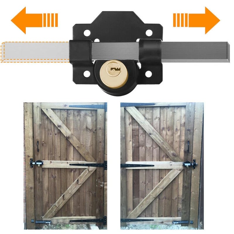 Rust-Resistant Outdoor Gate Lock with Key and Spring-Loaded Bolt for Garden Gates