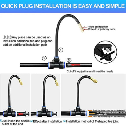 Modular Drip Irrigation System with Tool-Free Snap Connectors for Garden and Raised Beds