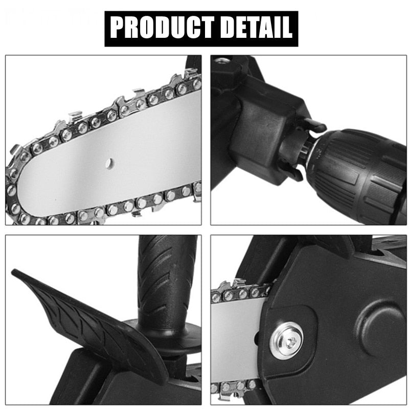 Universal Chainsaw Drill Attachment with Tungsten Steel Chain for Branches and Wood