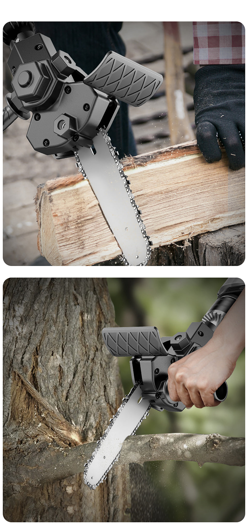 Universal Chainsaw Drill Attachment with Tungsten Steel Chain for Branches and Wood