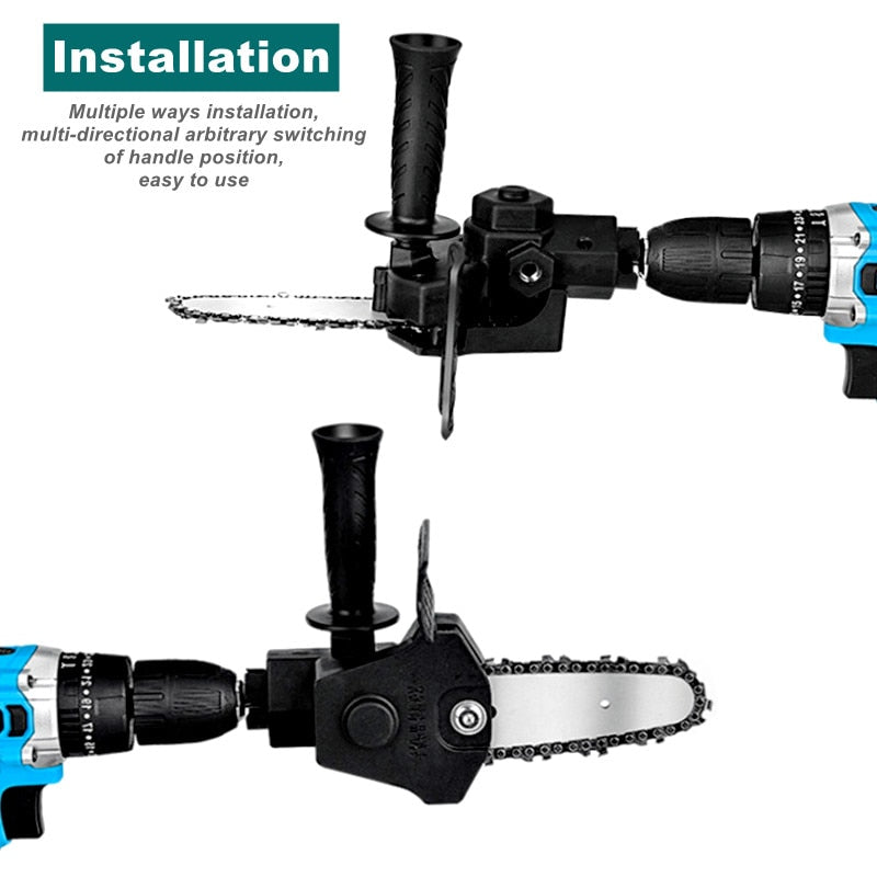 Universal Chainsaw Drill Attachment with Tungsten Steel Chain for Branches and Wood
