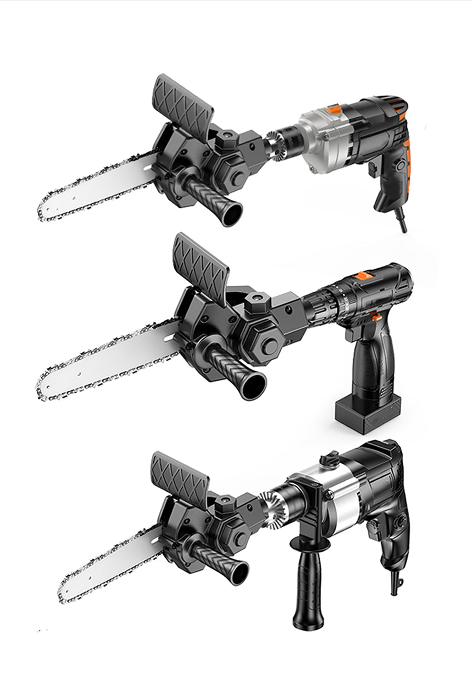 Universal Chainsaw Drill Attachment with Tungsten Steel Chain for Branches and Wood