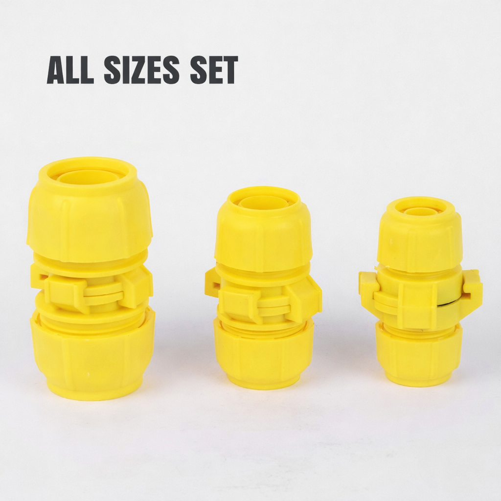 Universal Garden Hose Connector with Leak-Proof Click-Lock Seal for Quick Changes