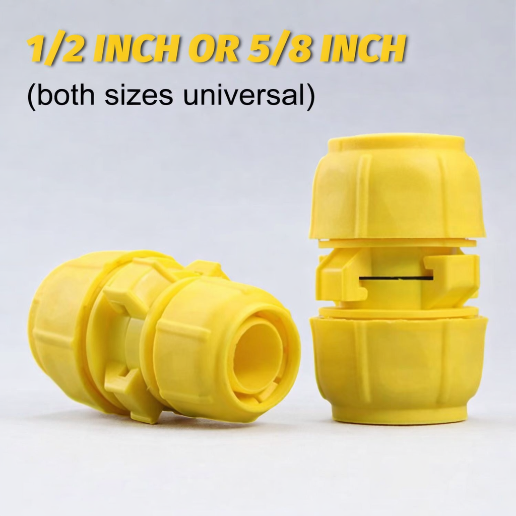Universal Garden Hose Connector with Leak-Proof Click-Lock Seal for Quick Changes