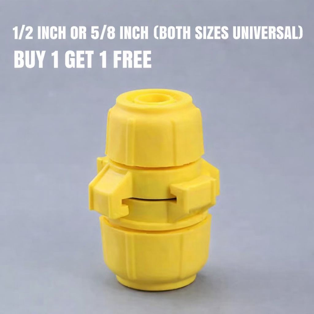 Universal Garden Hose Connector with Leak-Proof Click-Lock Seal for Quick Changes