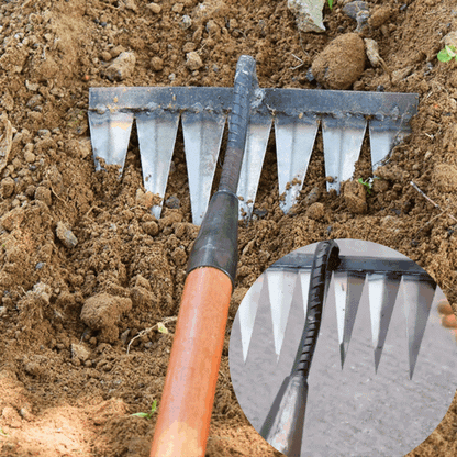 Iron Weed Cutter Rake with Ultra-Sharp Steel Teeth for Soil Loosening and Weeding