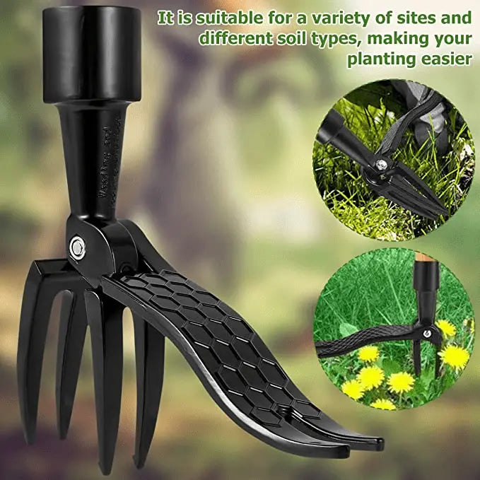 Alloy Weed Puller with Foot Lever and Four-Claw Root Extractor for Chemical-Free Weeding