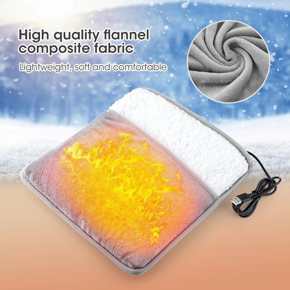 USB Heated Foot Warmer Electric Foot Heater with Soft Flannel Lining and 40°C Warmth for Home Car