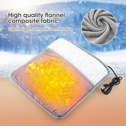 USB Heated Foot Warmer Electric Foot Heater with Soft Flannel Lining and 40°C Warmth for Home Car