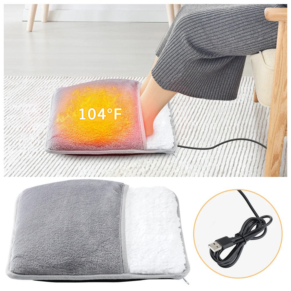 USB Heated Foot Warmer Electric Foot Heater with Soft Flannel Lining and 40°C Warmth for Home Car
