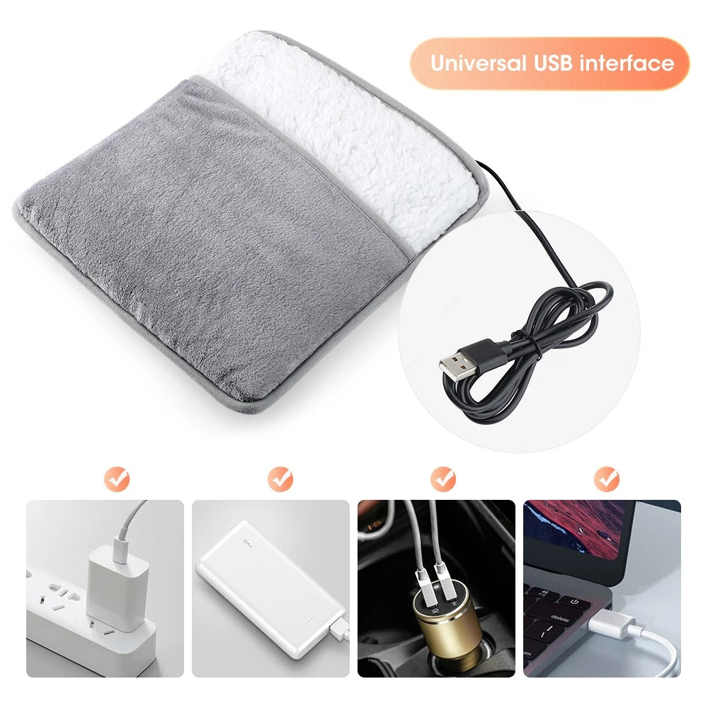 USB Heated Foot Warmer Electric Foot Heater with Soft Flannel Lining and 40°C Warmth for Home Car