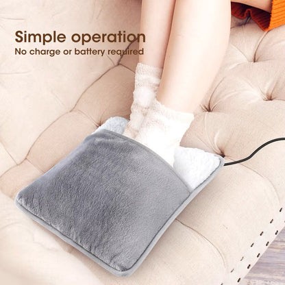 USB Heated Foot Warmer Electric Foot Heater with Soft Flannel Lining and 40°C Warmth for Home Car