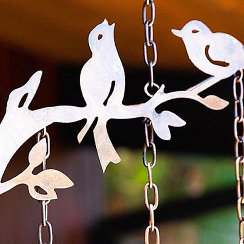 Antique Iron Bird Wind Chime with Four Tuned Bells and Weatherproof Bronze Finish
