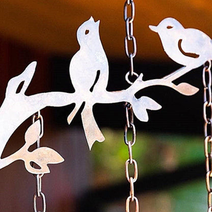 Antique Iron Bird Wind Chime with Four Tuned Bells and Weatherproof Bronze Finish