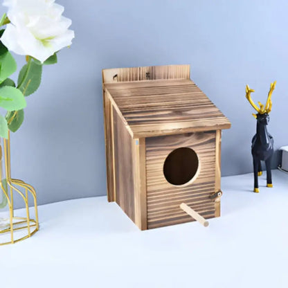 Simple Wooden Birdhouse with Rope Hanging | For Garden, Balcony, or Indoor Home Decor