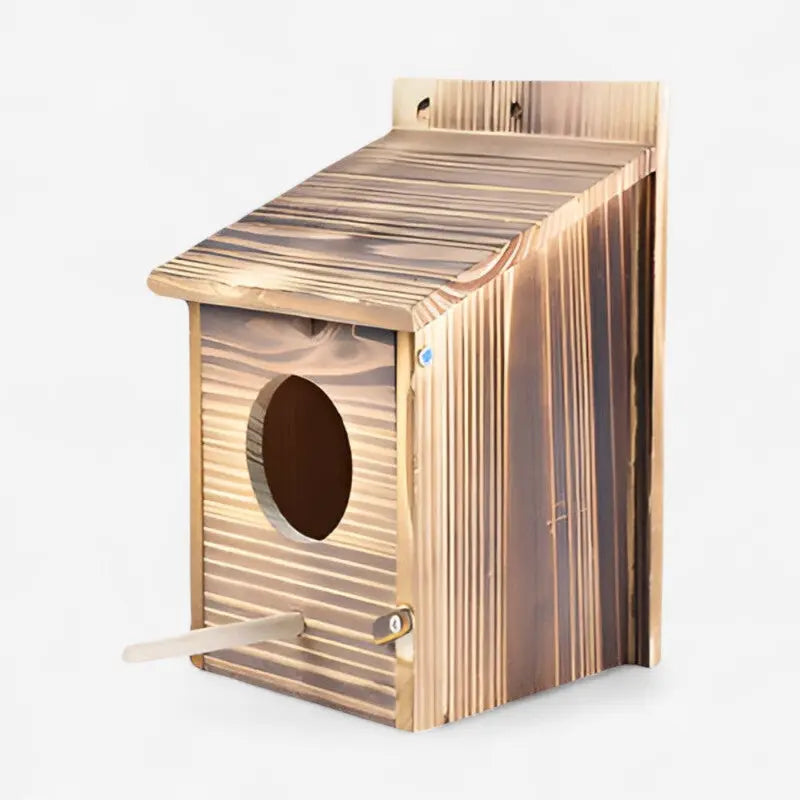 Simple Wooden Birdhouse with Rope Hanging | For Garden, Balcony, or Indoor Home Decor