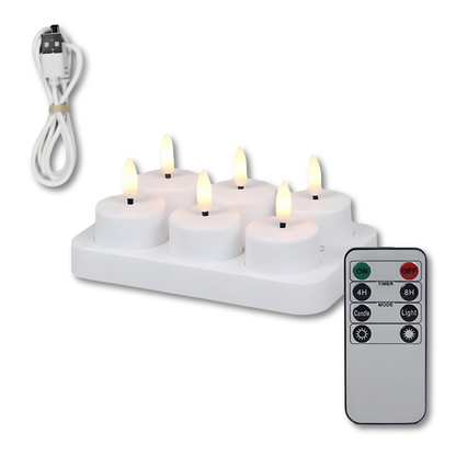 Rechargeable Flameless LED Candles with Remote Control, Timer, USB Charging, Realistic Flicker