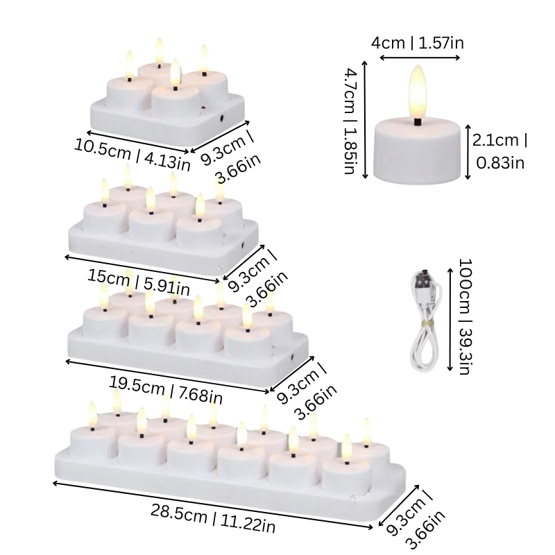 Rechargeable Flameless LED Candles with Remote Control, Timer, USB Charging, Realistic Flicker