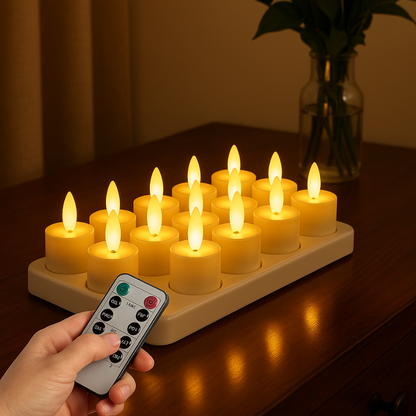 Rechargeable Flameless LED Candles with Remote Control, Timer, USB Charging, Realistic Flicker