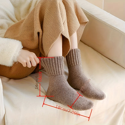 Winter Knit Socks Set in Assorted Solid Colors with Ribbed Cuffs for Fall and Winter